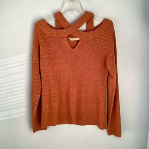 Soft Surroundings Sweater Size Medium Rust Orange Wool Alpaca Blend Cross Front